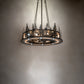 Meyda Lighting Tall Pines 242619 48" 21-Light Dark Burnished Antique Copper Chandelier With Silver Mica Shade Glass and Fan