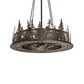 Meyda Lighting Tall Pines 242619 48" 21-Light Dark Burnished Antique Copper Chandelier With Silver Mica Shade Glass and Fan