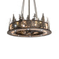 Meyda Lighting Tall Pines 242619 48" 21-Light Dark Burnished Antique Copper Chandelier With Silver Mica Shade Glass and Fan