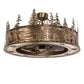 Meyda Lighting Tall Pines 243947 45" 24-Light Antique Copper Chandelier With Silver Mica Shade Glass and Fan