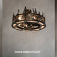 Meyda Lighting Tall Pines 243947 45" 24-Light Antique Copper Chandelier With Silver Mica Shade Glass and Fan