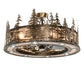 Meyda Lighting Tall Pines 243947 45" 24-Light Antique Copper Chandelier With Silver Mica Shade Glass and Fan