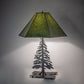 Meyda Lighting Tall Pines 25" Black Table Lamp With Forest Green Faux Leather Shade