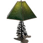 Meyda Lighting Tall Pines 25" Black Table Lamp With Forest Green Faux Leather Shade