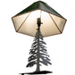 Meyda Lighting Tall Pines 25" Black Table Lamp With Forest Green Faux Leather Shade