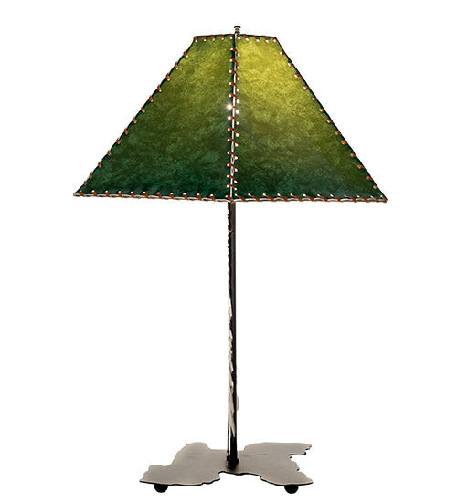 Meyda Lighting Tall Pines 25" Black Table Lamp With Forest Green Faux Leather Shade