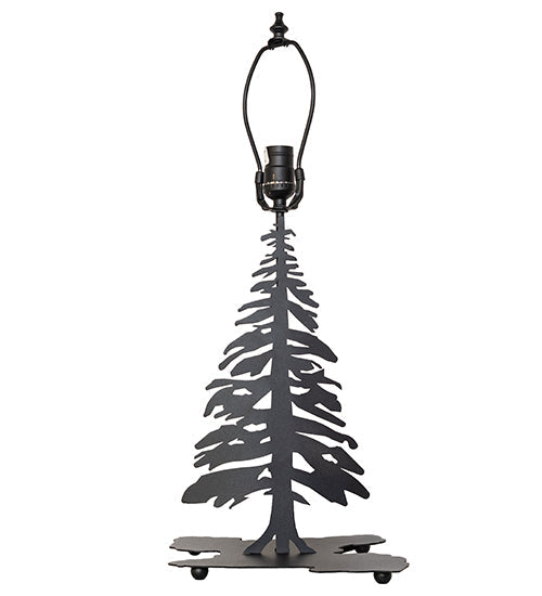 Meyda Lighting Tall Pines 25" Black Table Lamp With Forest Green Faux Leather Shade