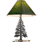 Meyda Lighting Tall Pines 25" Black Table Lamp With Forest Green Faux Leather Shade