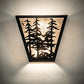 Meyda Lighting Tall Pines 256202 13" 2-Light Textured Black Wall Sconce With Silver Mica Shade Glass