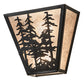 Meyda Lighting Tall Pines 256202 13" 2-Light Textured Black Wall Sconce With Silver Mica Shade Glass