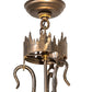 Meyda Lighting Tall Pines 26" 4-Light Antique Copper Inverted Pendant Light With Blue Art Glass & Fleshtone Idalight Shade