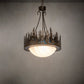 Meyda Lighting Tall Pines 26" 4-Light Antique Copper Inverted Pendant Light With Blue Art Glass & Fleshtone Idalight Shade