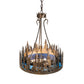 Meyda Lighting Tall Pines 26" 4-Light Antique Copper Inverted Pendant Light With Blue Art Glass & Fleshtone Idalight Shade
