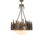 Meyda Lighting Tall Pines 26" 4-Light Antique Copper Inverted Pendant Light With Blue Art Glass & Fleshtone Idalight Shade