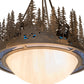 Meyda Lighting Tall Pines 26" 4-Light Antique Copper Inverted Pendant Light With Blue Art Glass & Fleshtone Idalight Shade