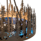 Meyda Lighting Tall Pines 26" 4-Light Antique Copper Inverted Pendant Light With Blue Art Glass & Fleshtone Idalight Shade