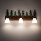 Meyda Lighting Tall Pines 28" 3-Light Vintage Copper & Green Trees Vanity Light With White Opal Shade Glass