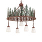 Meyda Lighting Tall Pines 28" 5-Light Rust & Green Trees Chandelier With White Shade Glass
