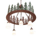 Meyda Lighting Tall Pines 28" 5-Light Rust & Green Trees Chandelier With White Shade Glass