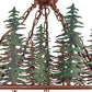 Meyda Lighting Tall Pines 28" 5-Light Rust & Green Trees Chandelier With White Shade Glass