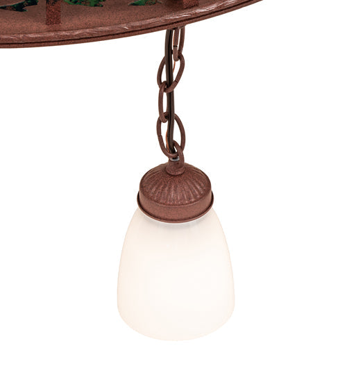 Meyda Lighting Tall Pines 28" 5-Light Rust & Green Trees Chandelier With White Shade Glass