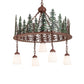 Meyda Lighting Tall Pines 28" 5-Light Rust & Green Trees Chandelier With White Shade Glass