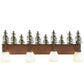 Meyda Lighting Tall Pines 29486 35" 4-Light Rust & Green Trees Vanity Light With White Shade Glass