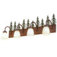 Meyda Lighting Tall Pines 29486 35" 4-Light Rust & Green Trees Vanity Light With White Shade Glass