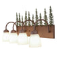 Meyda Lighting Tall Pines 29486 35" 4-Light Rust & Green Trees Vanity Light With White Shade Glass