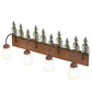 Meyda Lighting Tall Pines 29486 35" 4-Light Rust & Green Trees Vanity Light With White Shade Glass