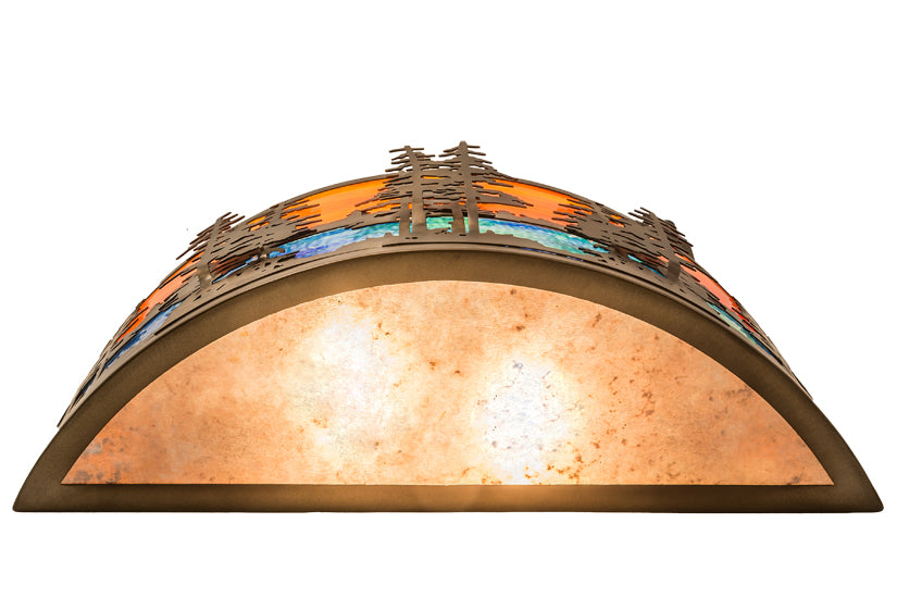Meyda Lighting Tall Pines 30" 2-Light Antique Copper Wall Sconce With Multi-Colored Shade Glass