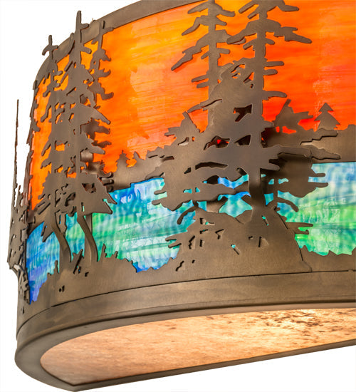 Meyda Lighting Tall Pines 30" 2-Light Antique Copper Wall Sconce With Multi-Colored Shade Glass