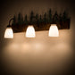 Meyda Lighting Tall Pines 30" 3-Light Vintage Copper & Green Trees Vanity Light With White Opal Shade Glass