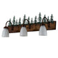 Meyda Lighting Tall Pines 30" 3-Light Vintage Copper & Green Trees Vanity Light With White Opal Shade Glass