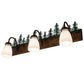Meyda Lighting Tall Pines 30" 3-Light Vintage Copper & Green Trees Vanity Light With White Opal Shade Glass
