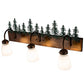 Meyda Lighting Tall Pines 30" 3-Light Vintage Copper & Green Trees Vanity Light With White Opal Shade Glass