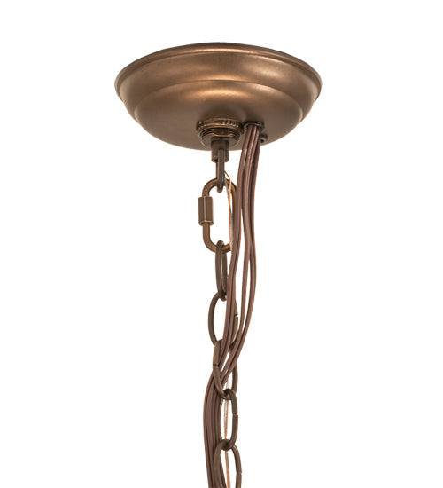 Meyda Lighting Tall Pines 30" 4-Light Antique Copper Inverted Pendant Light With Ambra Sienna Idalight Shade