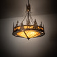 Meyda Lighting Tall Pines 30" 4-Light Antique Copper Inverted Pendant Light With Ambra Sienna Idalight Shade