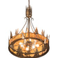 Meyda Lighting Tall Pines 30" 4-Light Antique Copper Inverted Pendant Light With Ambra Sienna Idalight Shade