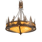 Meyda Lighting Tall Pines 30" 4-Light Antique Copper Inverted Pendant Light With Ambra Sienna Idalight Shade