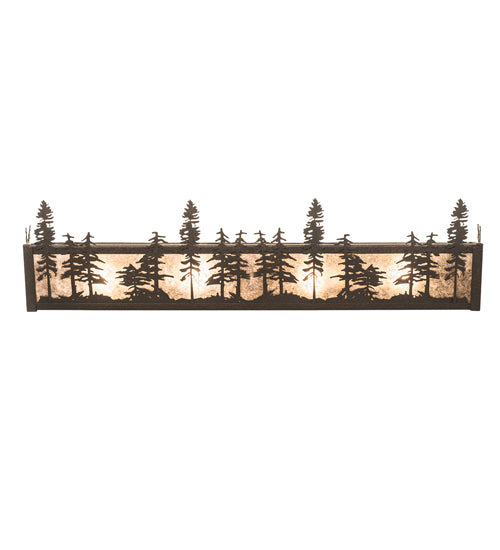 Meyda Lighting Tall Pines 30" 4-Light Dark Roast Vanity Light With Silver Mica Shade Glass
