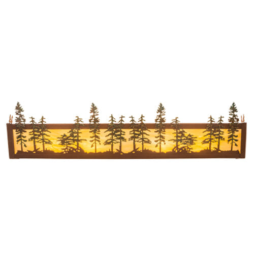 Meyda Lighting Tall Pines 30" 4-Light Rust & Green Trees Wall Sconce With Beige Botticino Idalight Shade Glass