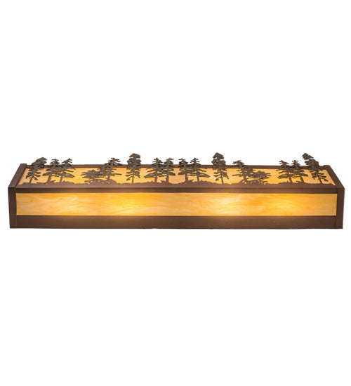 Meyda Lighting Tall Pines 30" 4-Light Rust & Green Trees Wall Sconce With Beige Botticino Idalight Shade Glass