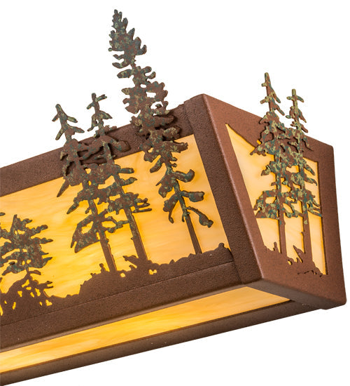 Meyda Lighting Tall Pines 30" 4-Light Rust & Green Trees Wall Sconce With Beige Botticino Idalight Shade Glass