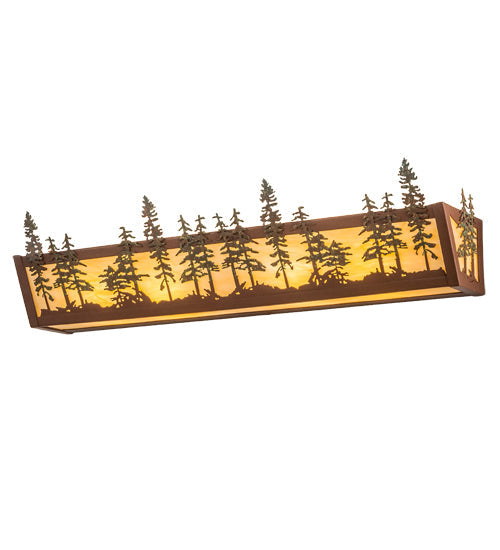 Meyda Lighting Tall Pines 30" 4-Light Rust & Green Trees Wall Sconce With Beige Botticino Idalight Shade Glass