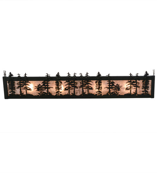Meyda Lighting Tall Pines 30" 4-Light Textured Black Vanity Light With Silver Mica Shade Glass