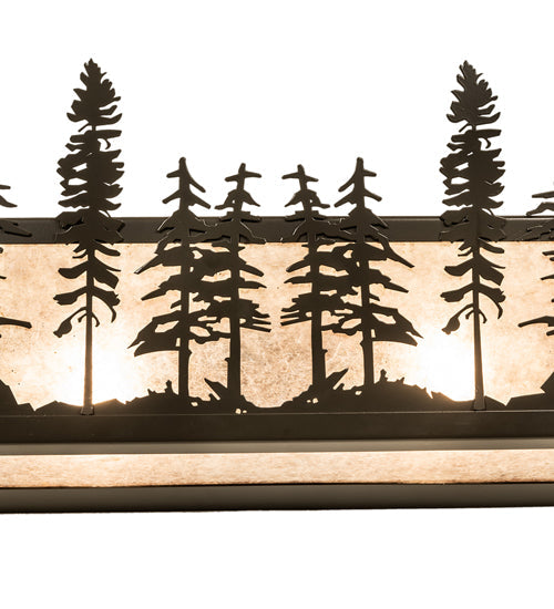 Meyda Lighting Tall Pines 30" 4-Light Timeless Bronze Vanity Light With Silver Mica Shade Glass