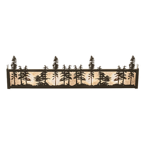 Meyda Lighting Tall Pines 30" 4-Light Timeless Bronze Vanity Light With Silver Mica Shade Glass