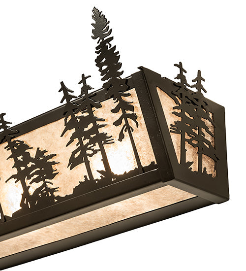 Meyda Lighting Tall Pines 30" 4-Light Timeless Bronze Vanity Light With Silver Mica Shade Glass