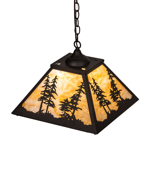 Meyda Lighting Tall Pines 31202 22" Oil Rubbed Bronze Pendant Light With Beige Shade Glass